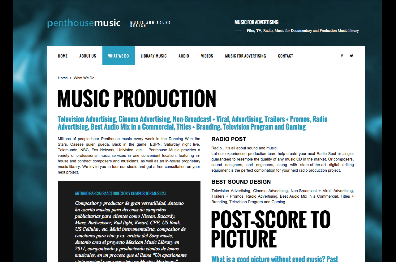 Desarrollo web para industria de la musica